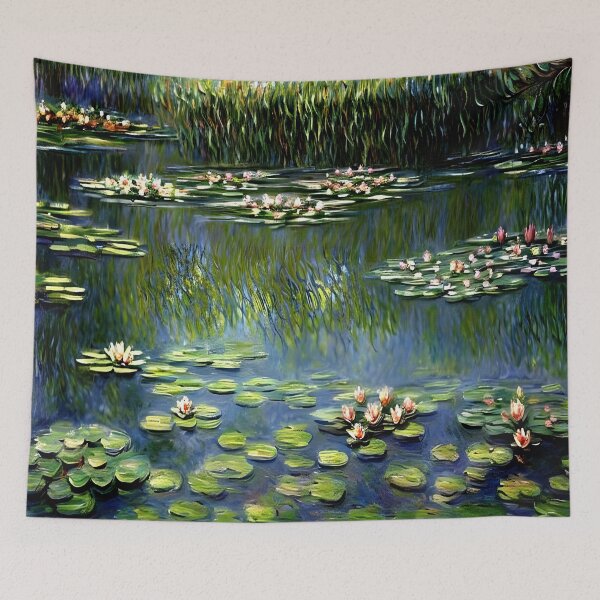 Item preview, Pool with Waterlilies: Impression of Tranquil Waters, Floating Blossoms designed and sold by artdesignsnow.