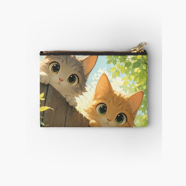 Item preview,  Peeking Kittens Fence Art Print – Cute Anime Cat Garden Summer Wall Art Kawaii Cat Nature Framed Print designed and sold by IconicDesignsXd.