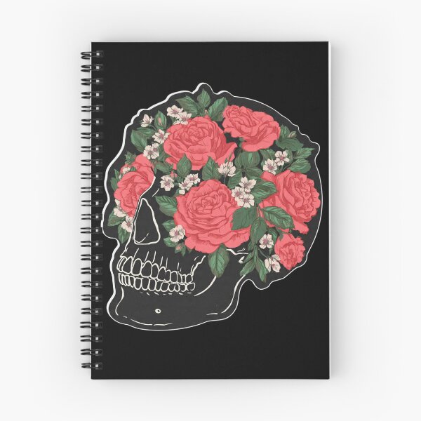 Aperçu de l'œuvre Motif floral, crâne, roses noires, esthétique sombre créée et vendue par BooDesignStudio.
