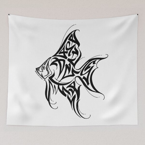 Item preview, Modern Calligraphic Fisht ORNAMENT designed and sold by elmuna.