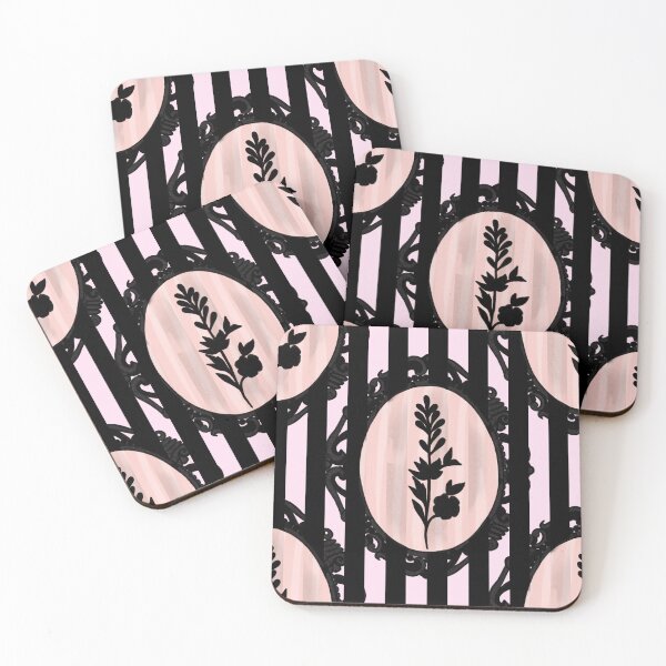 Item preview, My Gothic Romance – Victorian Cameo Bow Pattern in Pink Black and Crimson designed and sold by VirtuallyCreativ .