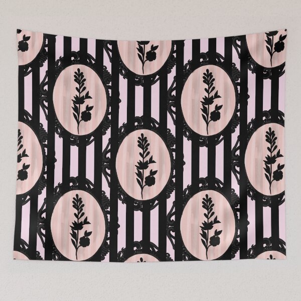 Item preview, My Gothic Romance – Victorian Cameo Bow Pattern in Pink Black and Crimson designed and sold by VirtuallyCreativ .