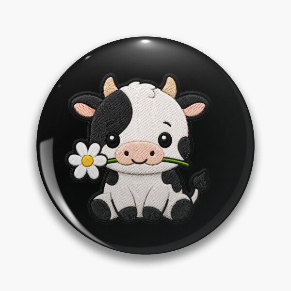 Item preview, Cute Cow Holding a Flower Embroidery Patch designed and sold by ColorSplash123.