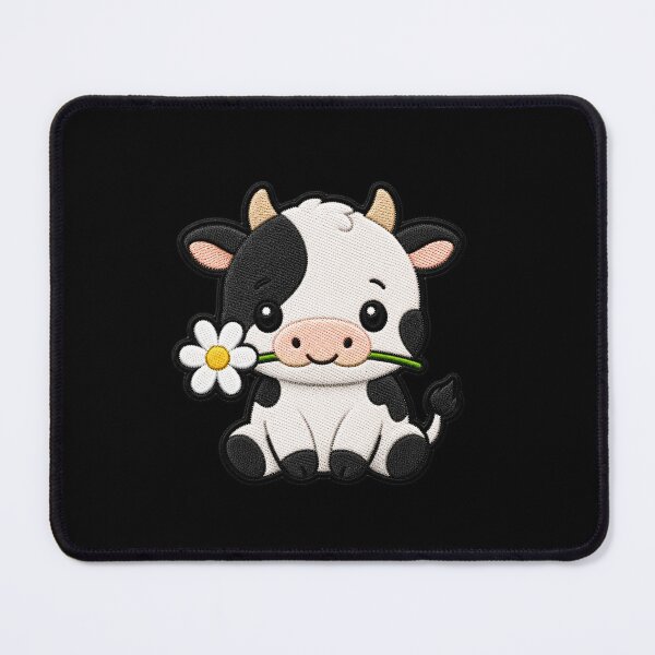Item preview, Cute Cow Holding a Flower Embroidery Patch designed and sold by ColorSplash123.