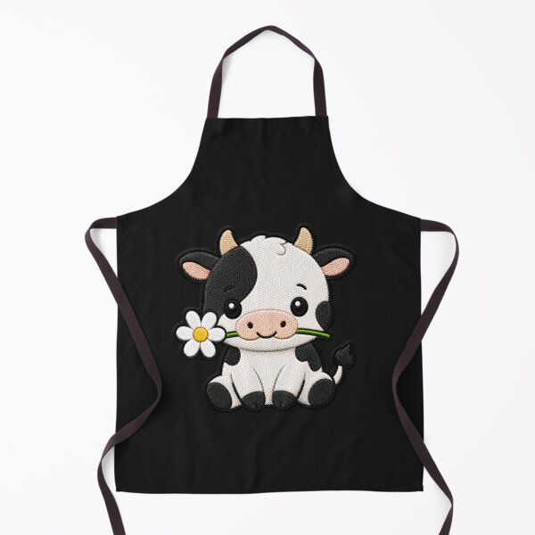 Item preview, Cute Cow Holding a Flower Embroidery Patch designed and sold by ColorSplash123.