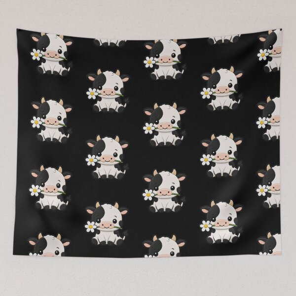 Item preview, Cute Cow Holding a Flower Embroidery Patch designed and sold by ColorSplash123.