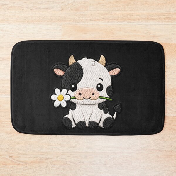 Item preview, Cute Cow Holding a Flower Embroidery Patch designed and sold by ColorSplash123.