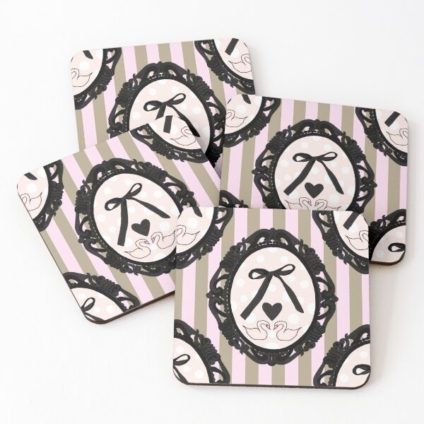 Item preview, My Gothic Romance – Victorian Cameo Bow Pattern in Pink Black and Crimson designed and sold by VirtuallyCreativ .