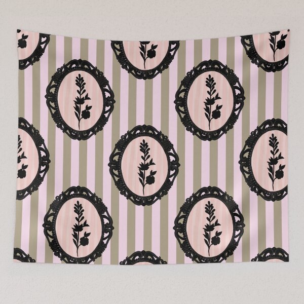 Item preview, My Gothic Romance – Victorian Cameo Bow Pattern in Pink Black and Crimson designed and sold by VirtuallyCreativ .