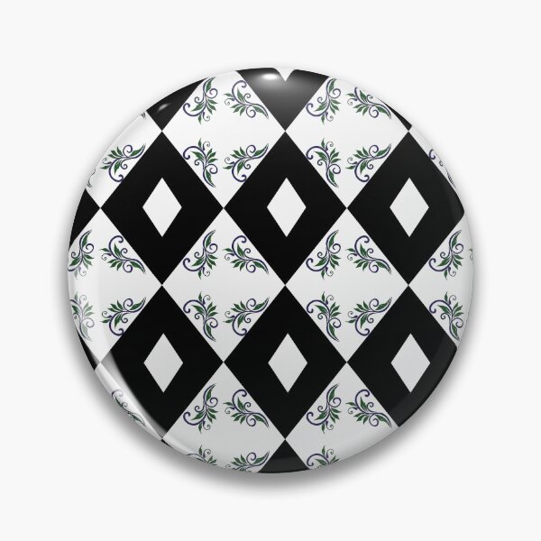 Item preview, Vintage ceramic tile style seamless pattern. Black abstract geometric diamond shapes with green leaf scrolls. designed and sold by AjjimaJKM.