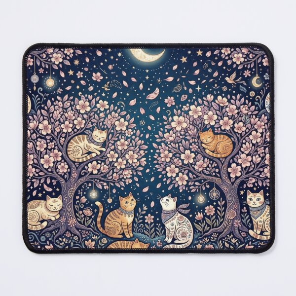 Item preview, Whimsical Cats and Sakura Moonlit Night designed and sold by Iampoji.