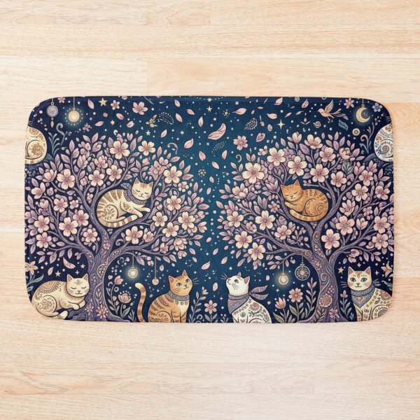 Item preview, Whimsical Cats and Sakura Moonlit Night designed and sold by Iampoji.