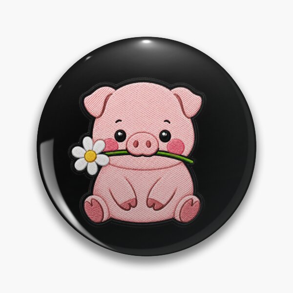 Item preview, Cute Pig Holding a Flower Embroidery Patch designed and sold by ColorSplash123.
