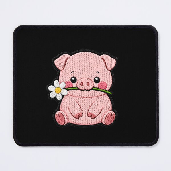 Item preview, Cute Pig Holding a Flower Embroidery Patch designed and sold by ColorSplash123.