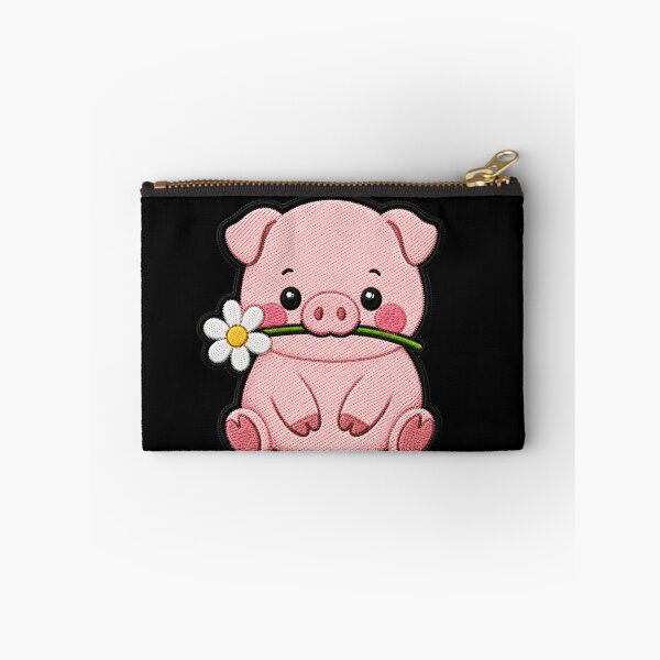 Item preview, Cute Pig Holding a Flower Embroidery Patch designed and sold by ColorSplash123.