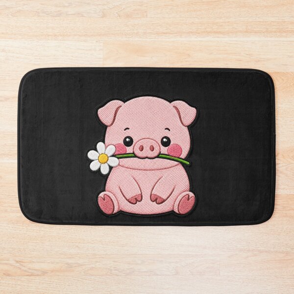 Item preview, Cute Pig Holding a Flower Embroidery Patch designed and sold by ColorSplash123.