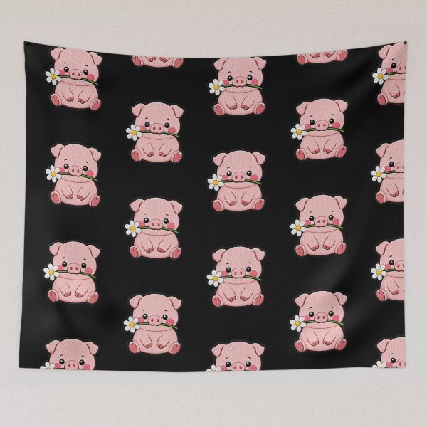 Item preview, Cute Pig Holding a Flower Embroidery Patch designed and sold by ColorSplash123.