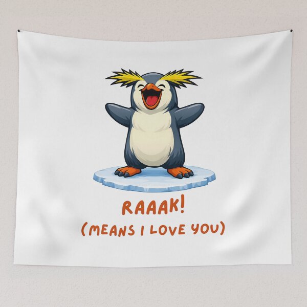 Item preview, RAAAK! (MEANS I LOVE YOU) – Cute Shouting Cartoon Penguin Illustration designed and sold by ROARSOME DESiGNS.