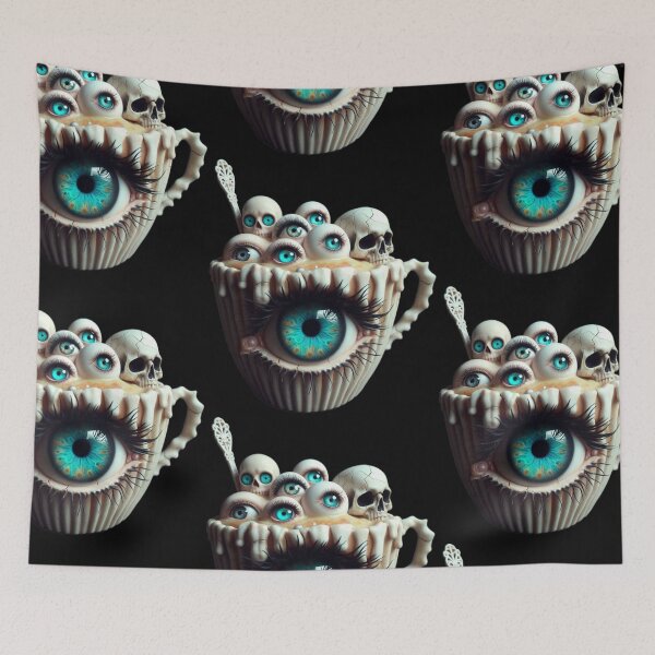 Item preview, Cosmic Coffeehouse Eyeball Soup Mug with Skulls designed and sold by LujziWorld.