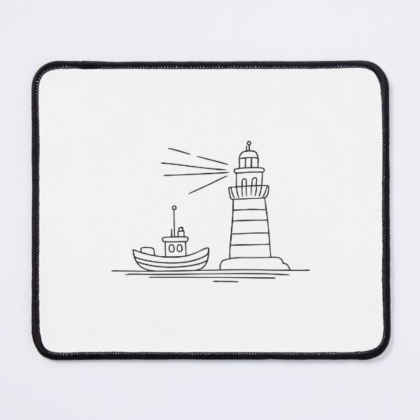 Item preview, Tugboat Positioned Beside Small Lighthouse designed and sold by rasagamastore.