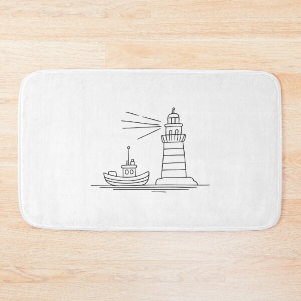 Item preview, Tugboat Positioned Beside Small Lighthouse designed and sold by rasagamastore.
