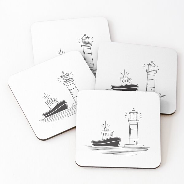 Item preview, Tugboat Near Coastal Lighthouse designed and sold by rasagamastore.