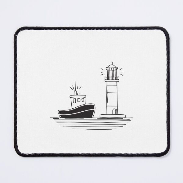 Item preview, Tugboat Near Coastal Lighthouse designed and sold by rasagamastore.