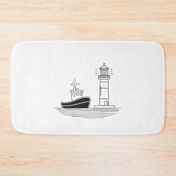 Item preview, Tugboat Near Coastal Lighthouse designed and sold by rasagamastore.