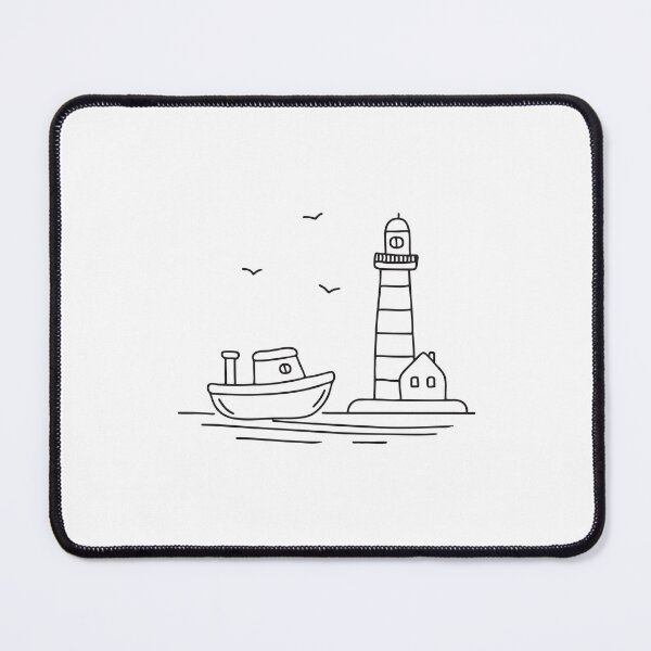 Item preview, Tugboat Moored Beside Lighthouse designed and sold by rasagamastore.