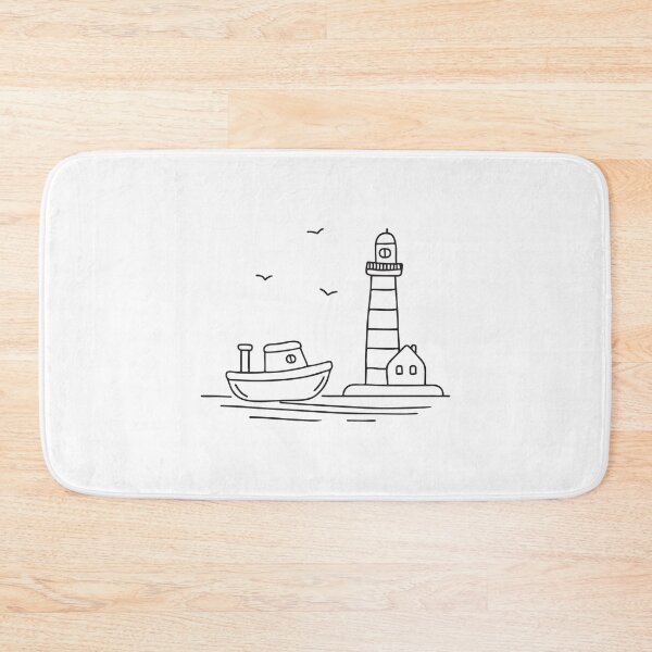Item preview, Tugboat Moored Beside Lighthouse designed and sold by rasagamastore.