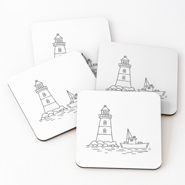 Item preview, Tugboat Parked Beside Coastal Lighthouse designed and sold by rasagamastore.