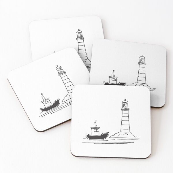 Item preview, Tugboat Resting Near Coastal Beacon designed and sold by rasagamastore.
