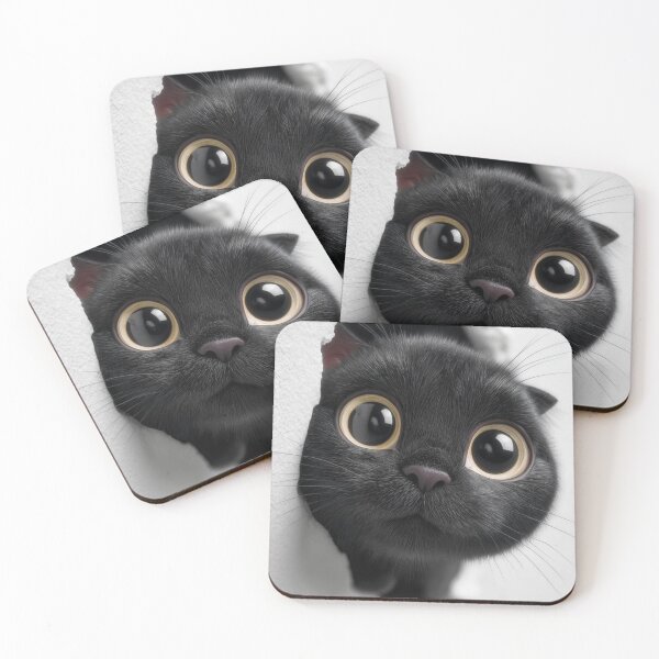 Item preview, Cute Black Cat Peeking Through Wall - 3D Animated Kitten Art designed and sold by Hou$e of Art .