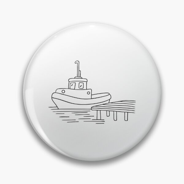 Item preview, Tugboat Anchored Near Wooden Dock designed and sold by rasagamastore.