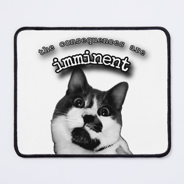 Item preview, Consequences are imminent funny biltong cat in white designed and sold by BeesBarn.