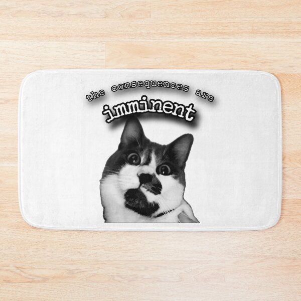 Item preview, Consequences are imminent funny biltong cat in white designed and sold by BeesBarn.