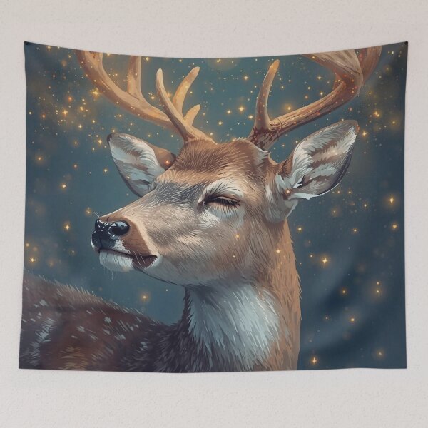 Item preview, Dreamy Deer Woodland Illustration – Soft Pastel Forest Animal Art Print designed and sold by Art70shop.