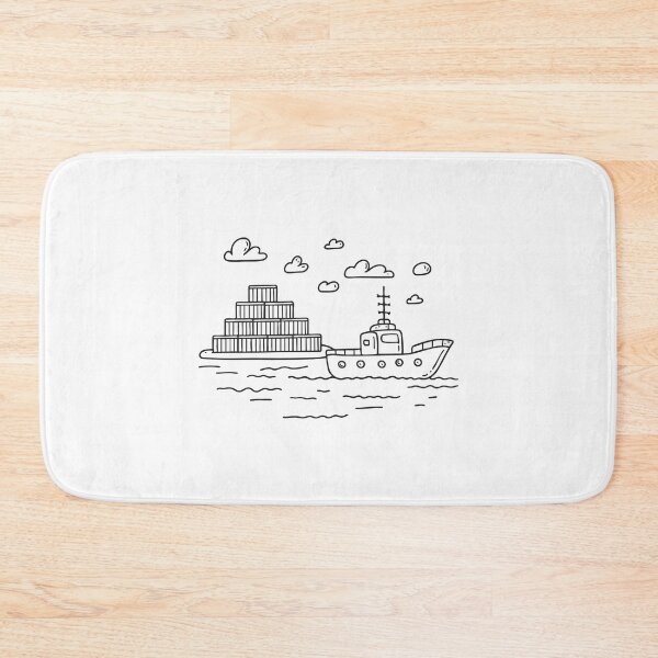 Item preview, Tugboat Beside Harbor Cargo Containers designed and sold by rasagamastore.