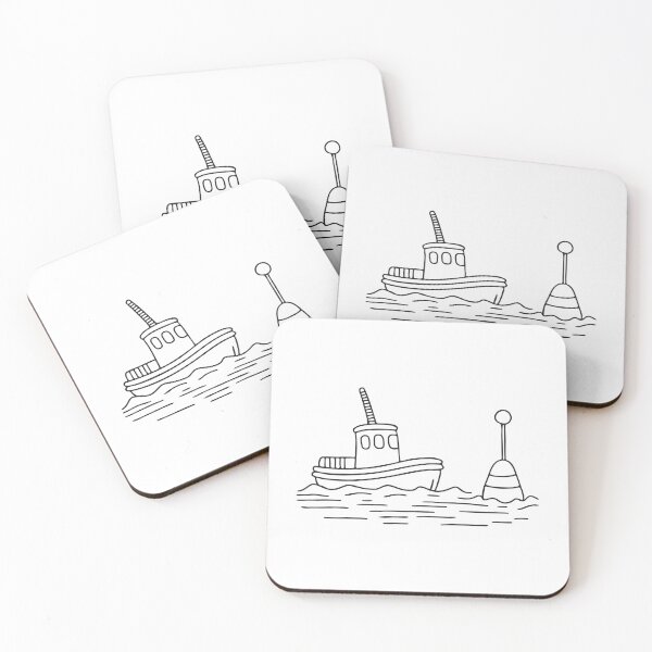 Item preview, Tugboat Cruising Past Floating Buoy designed and sold by rasagamastore.