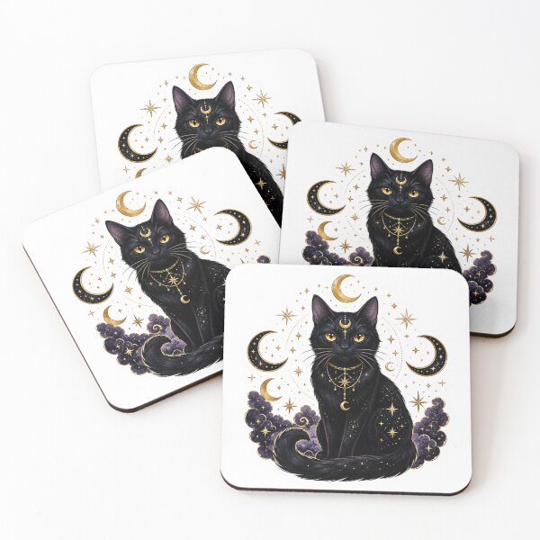 Item preview, Mystic Black Cat Celestial Artwork designed and sold by PriyankaSonara.
