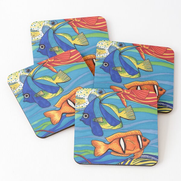 Item preview, Tropical Reef Fishes - Whimsical Marine Life and Coral Reef Art designed and sold by Cass Harker Studio.