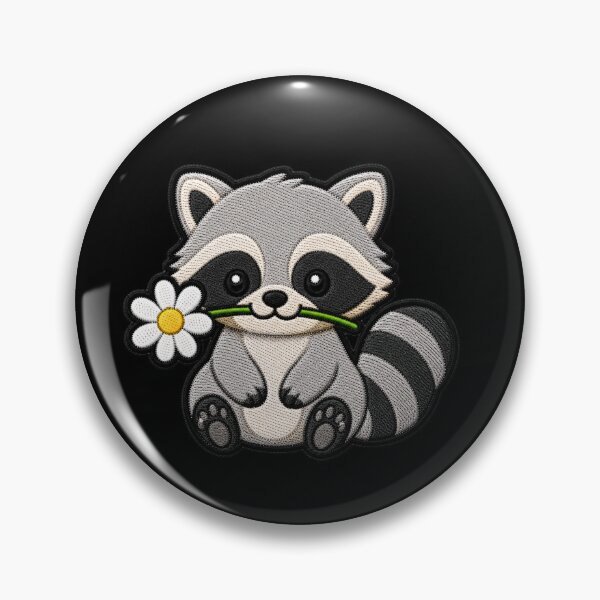 Item preview, Cute Raccoon Holding a Flower Embroidery Patch designed and sold by ColorSplash123.