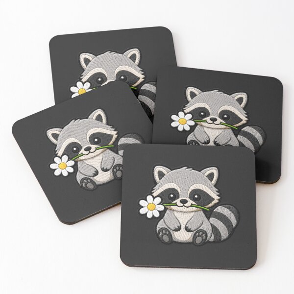 Item preview, Cute Raccoon Holding a Flower Embroidery Patch designed and sold by ColorSplash123.