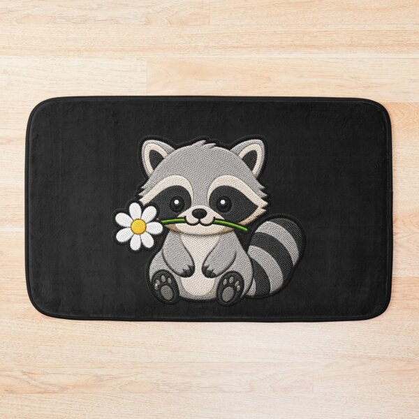 Item preview, Cute Raccoon Holding a Flower Embroidery Patch designed and sold by ColorSplash123.