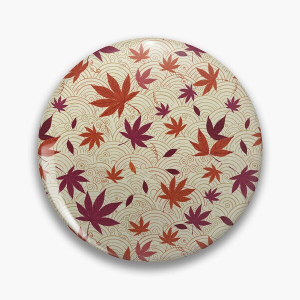 Item preview, Autumn Maple Seigaiha Pattern – Japanese Wagara Botanical Wallpaper Design designed and sold by Tamas Das.