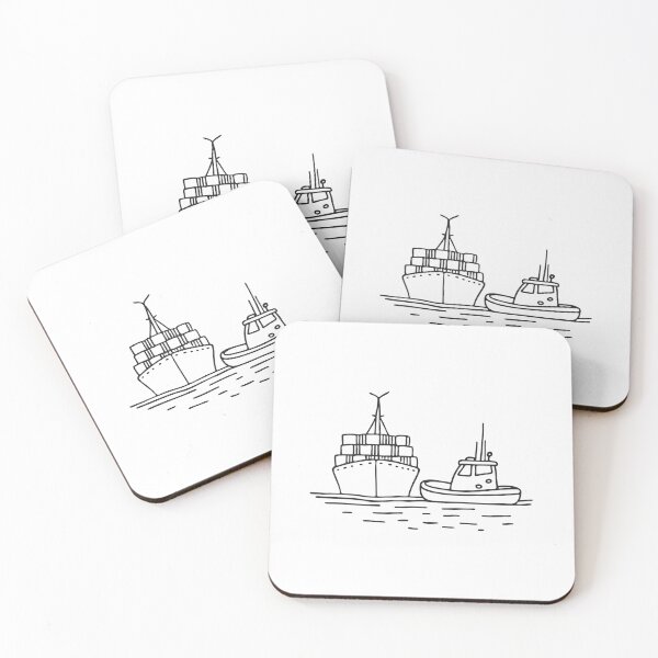 Item preview, Tugboat Maneuvering Near Freight Ship designed and sold by rasagamastore.