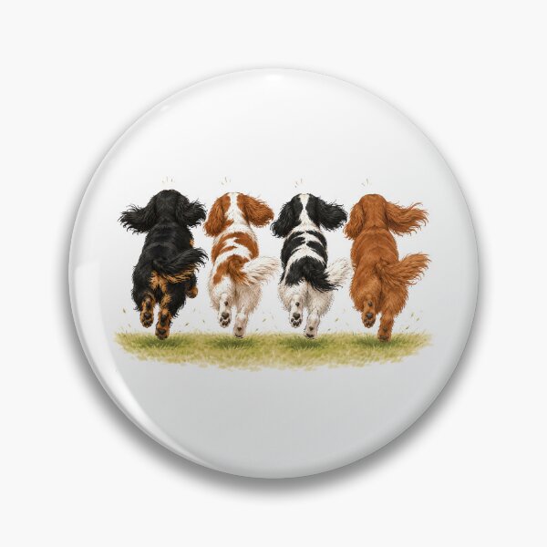 Item preview, Cavalier King Charles Spaniel Four Colors Running Together – Cute Dog Lover Watercolor Illustration designed and sold by SakuraWaStyle.