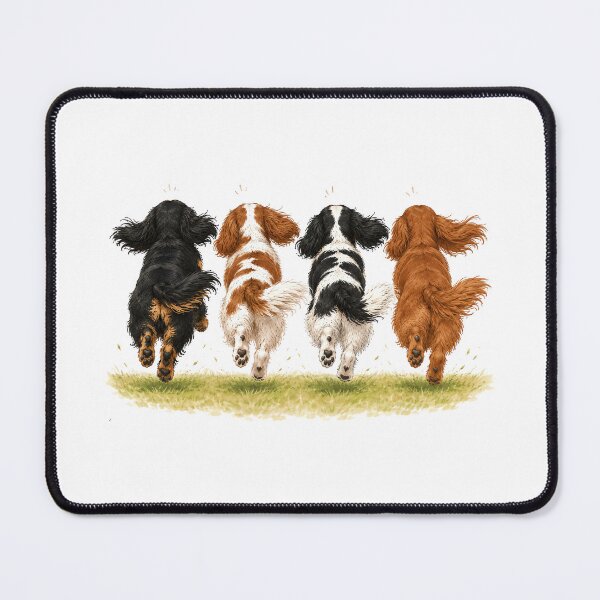 Item preview, Cavalier King Charles Spaniel Four Colors Running Together – Cute Dog Lover Watercolor Illustration designed and sold by SakuraWaStyle.
