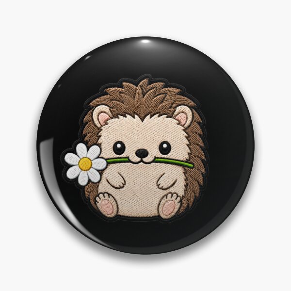 Item preview, Cute Hedgehog Holding a Flower Embroidery Patch designed and sold by ColorSplash123.