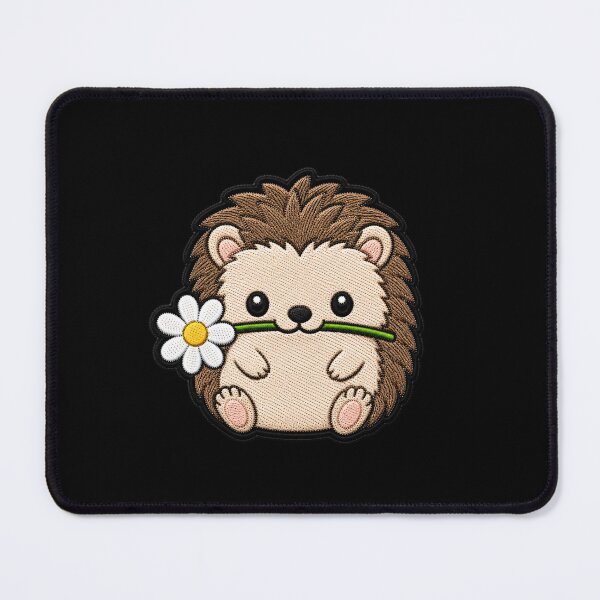 Item preview, Cute Hedgehog Holding a Flower Embroidery Patch designed and sold by ColorSplash123.